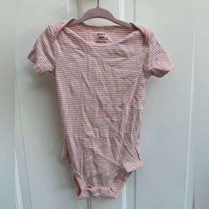 Carter's 24M Pink and White Short Sleeve Striped Bodysuit Onesie
